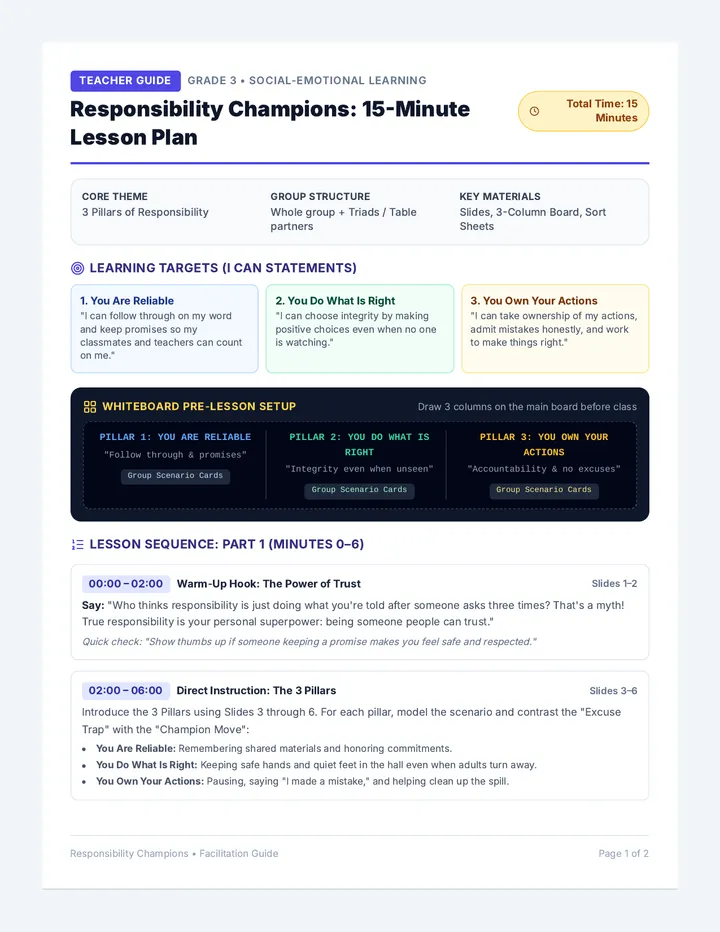 Choice Champions Lesson Plan