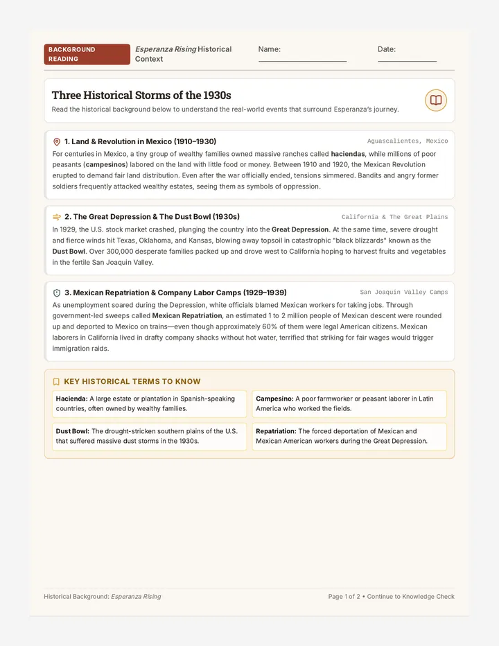 Historical Background Worksheet