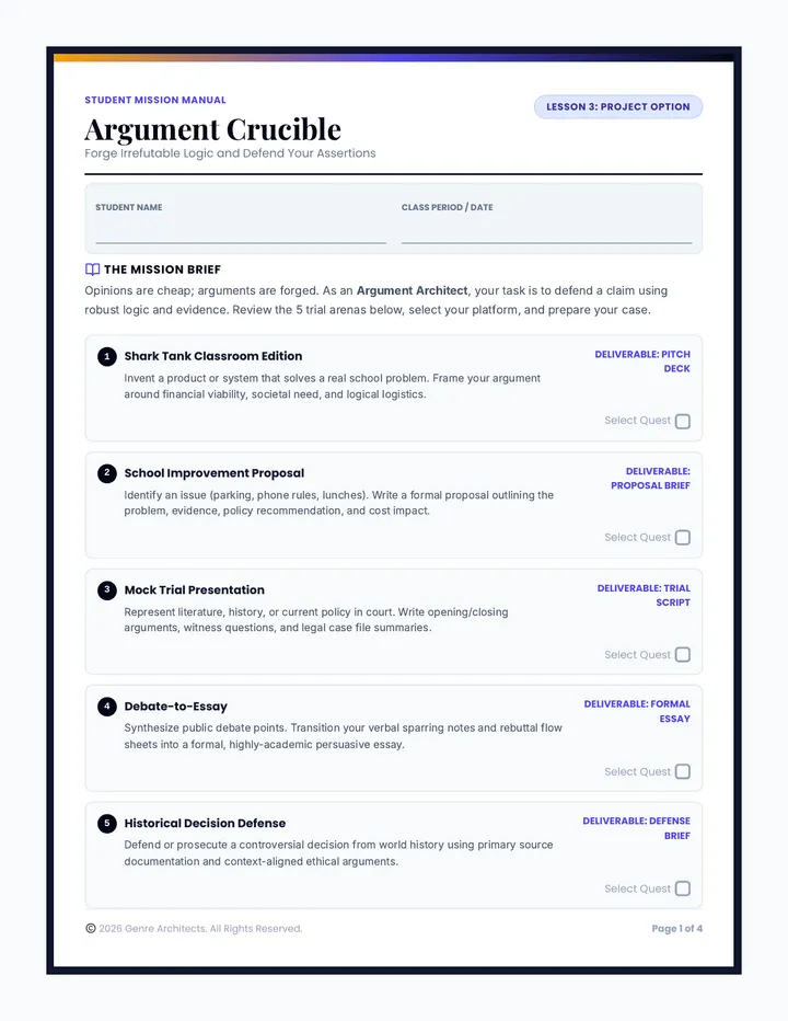 Argument Crucible Student Workbook