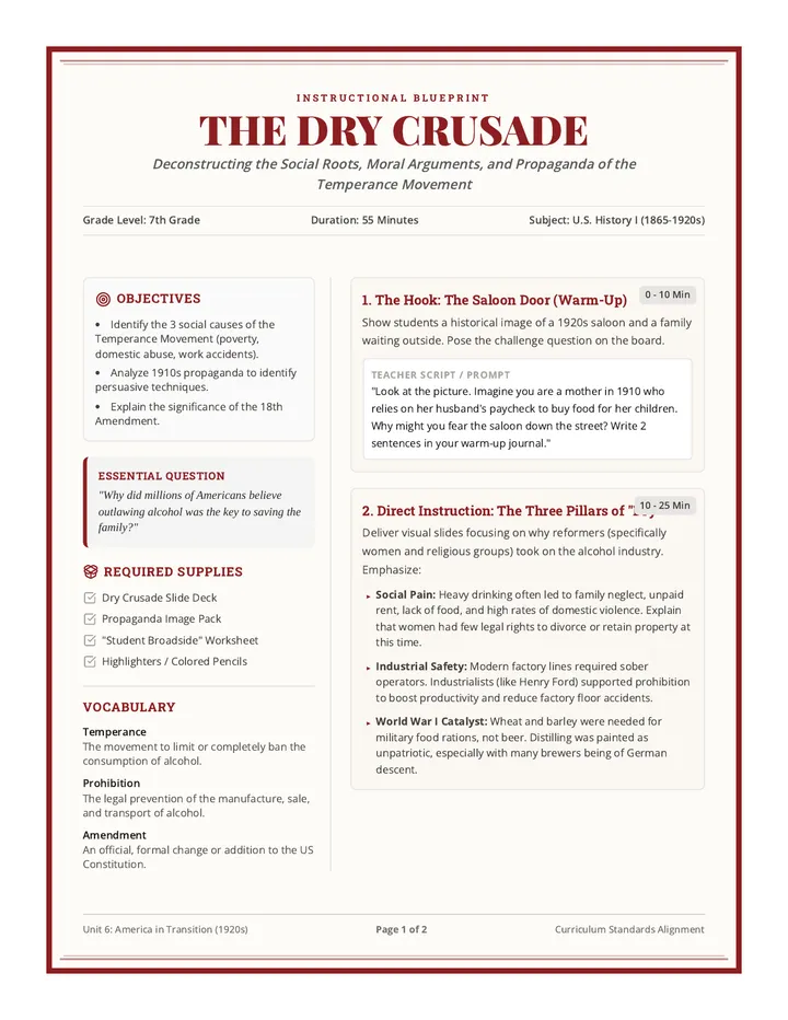 Dry Crusade Teacher Guide