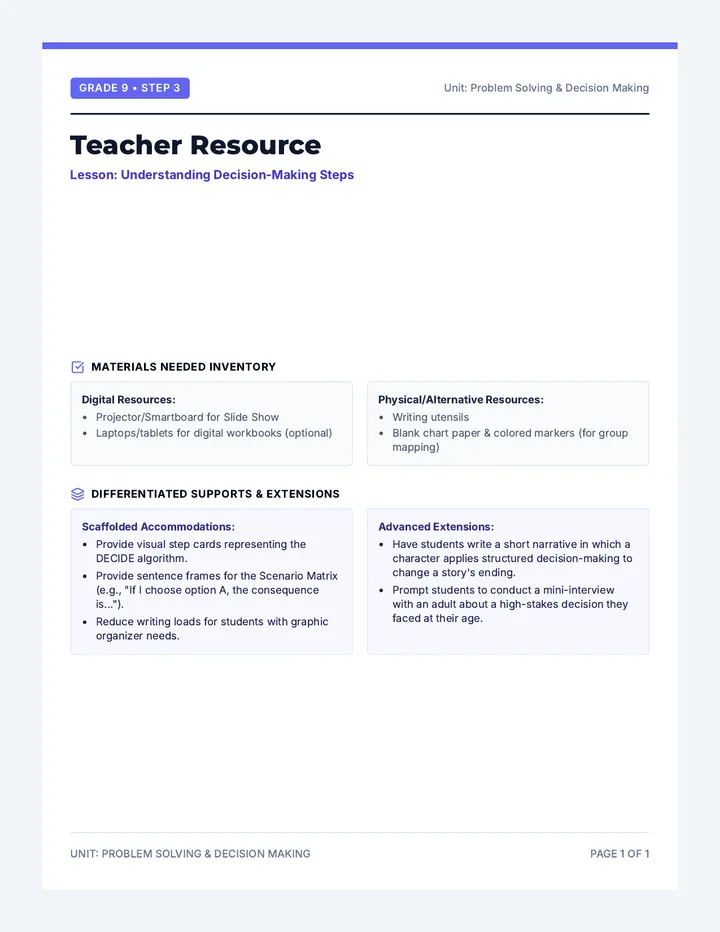 Grade 9 Teacher Resource