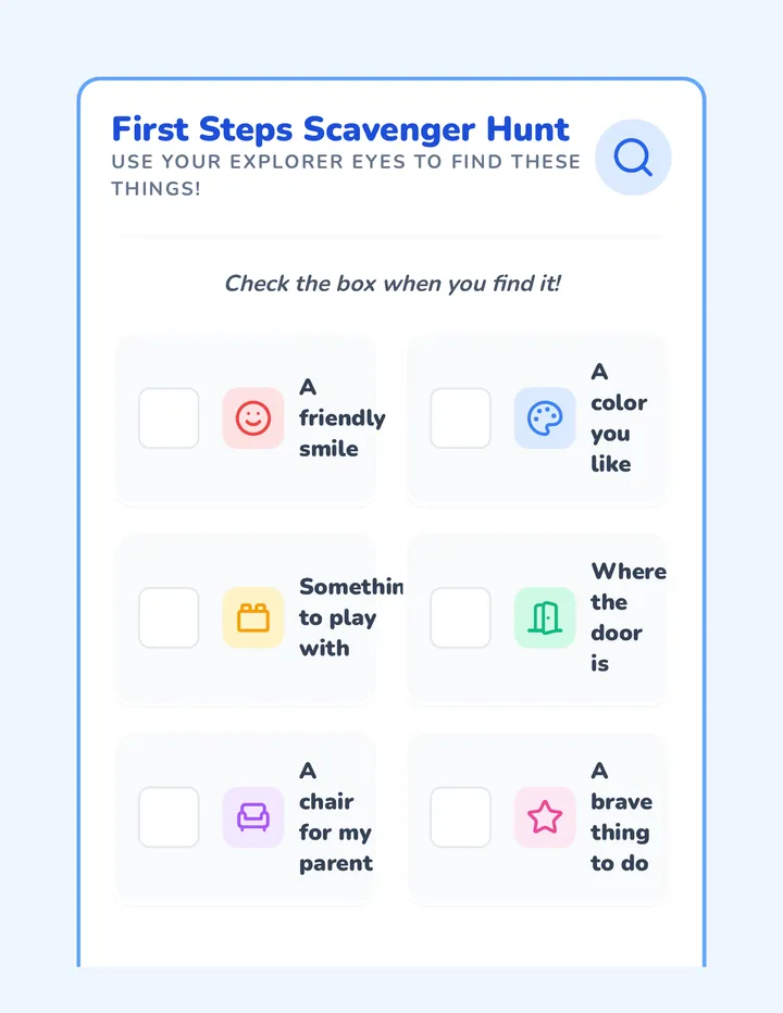 First Steps Scavenger Hunt