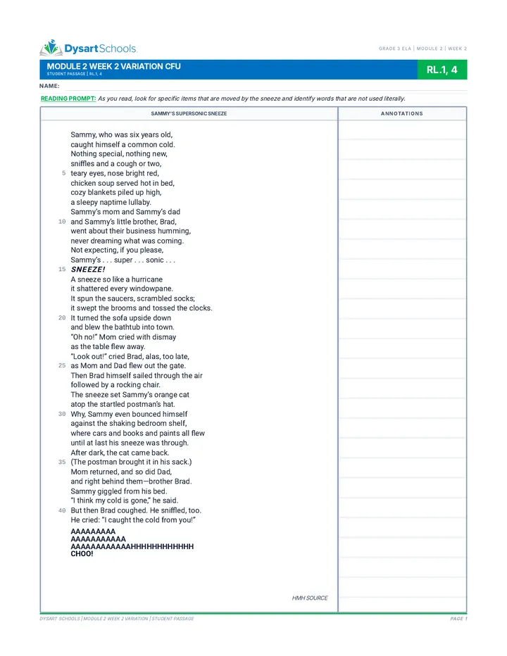 Sneeze Skills Assessment Variation