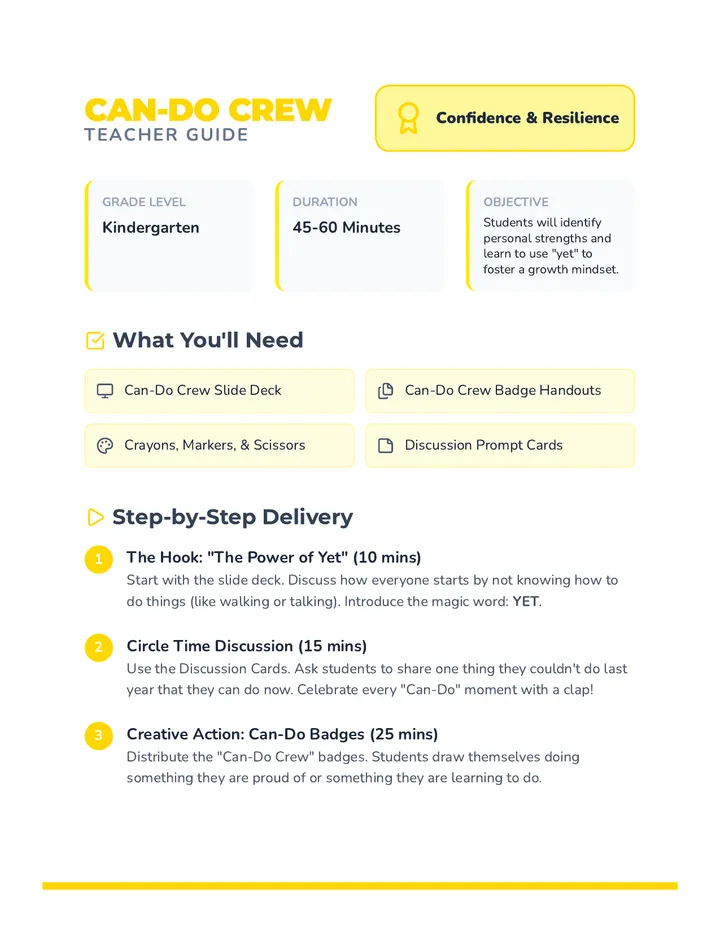 Can-Do Crew Lesson Plan