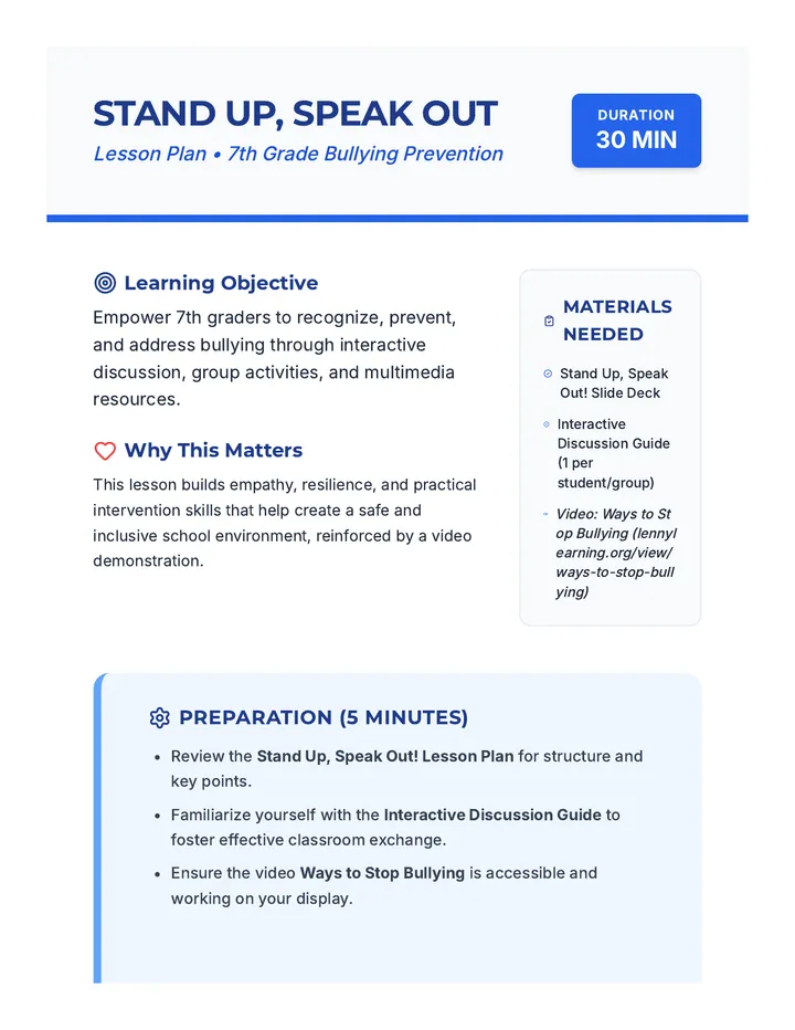 Stand Up Speak Out Lesson Plan