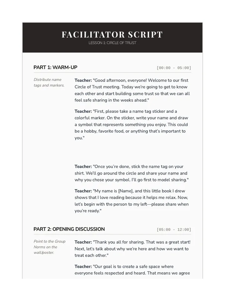 Circle of Trust Script