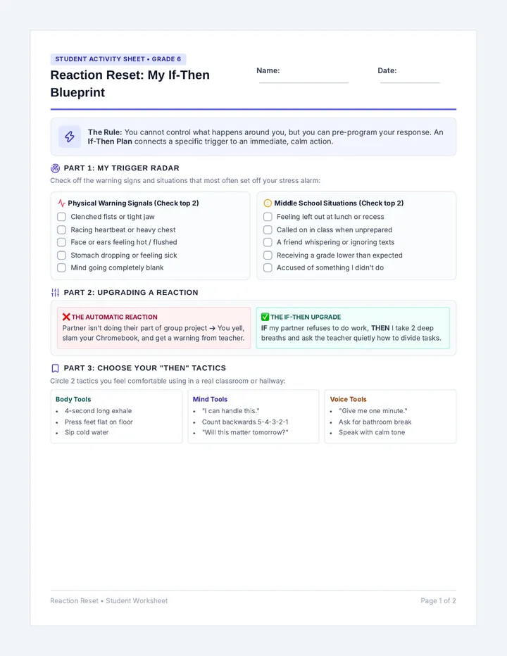 Reaction Reset Student Handout