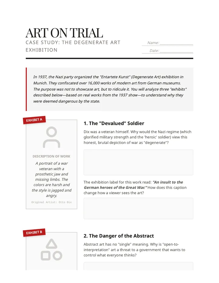 Art on Trial Worksheet