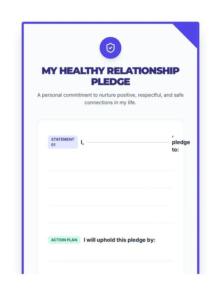 Relationship Pledge Worksheet
