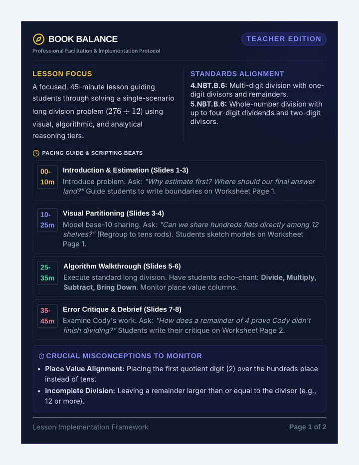 Book Balance Teacher Guide