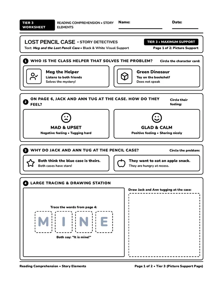 Pencil Case Tier 3 Worksheet