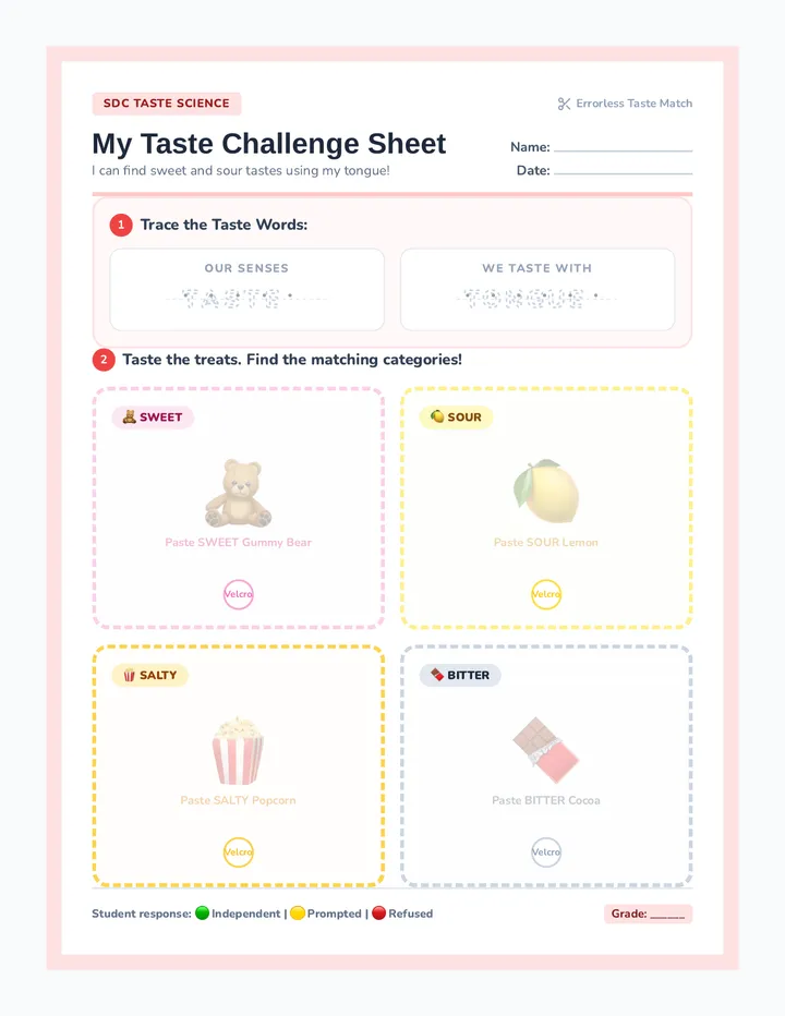 Taste Testers Worksheet