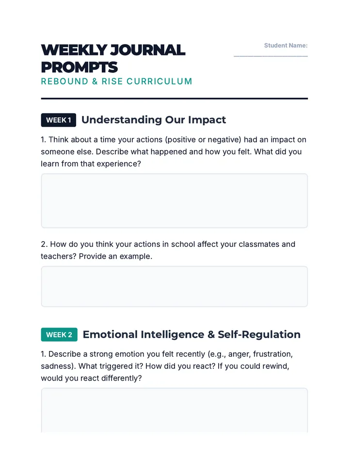 Weekly Journal Prompts Journal