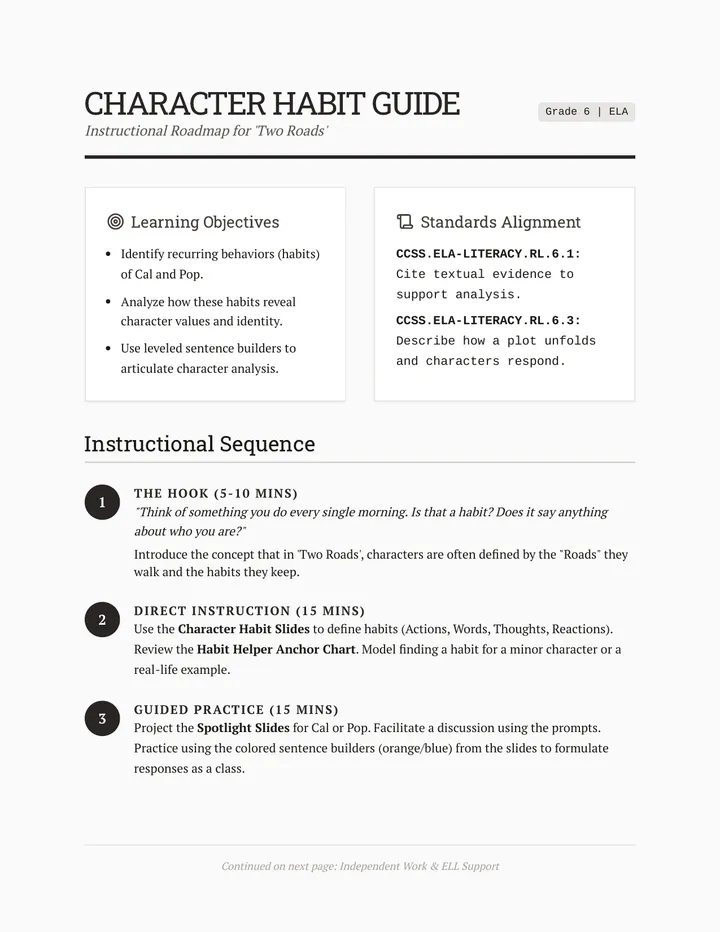 Character Habit Teacher Guide