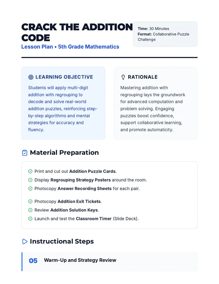 Crack the Addition Code • Lesson • Lenny.com