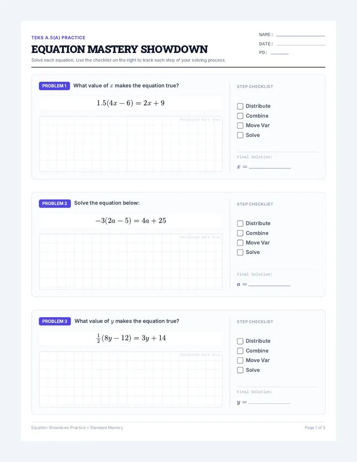 Equation Showdown Practice
