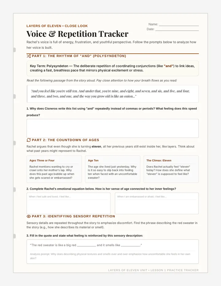 Voice and Repetition Worksheet