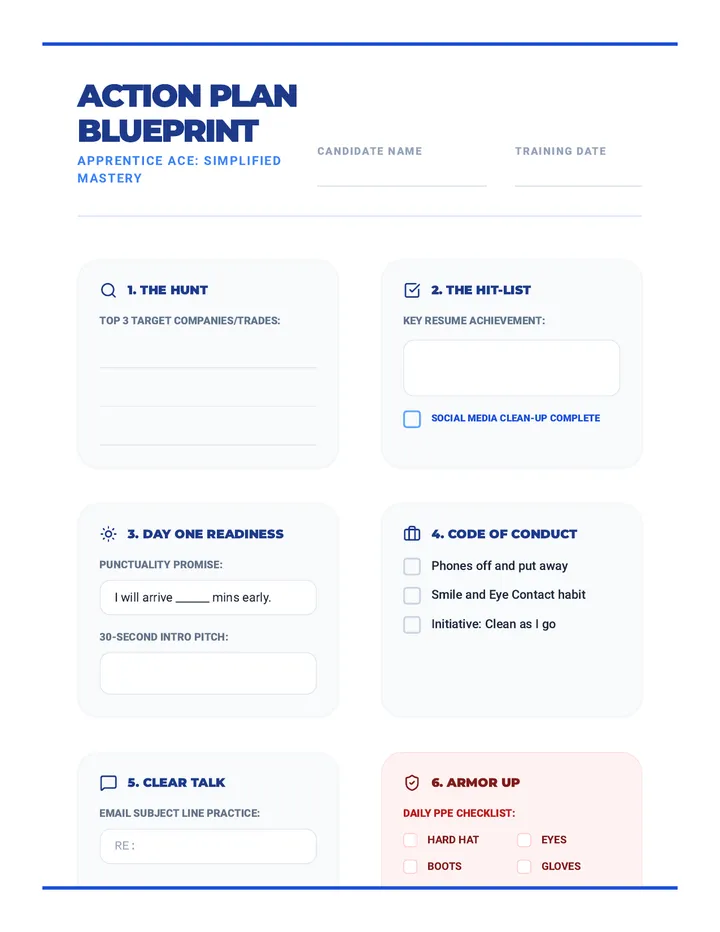 Application Action Plan Worksheet Simplified
