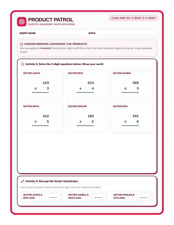 Triple Digit Worksheet