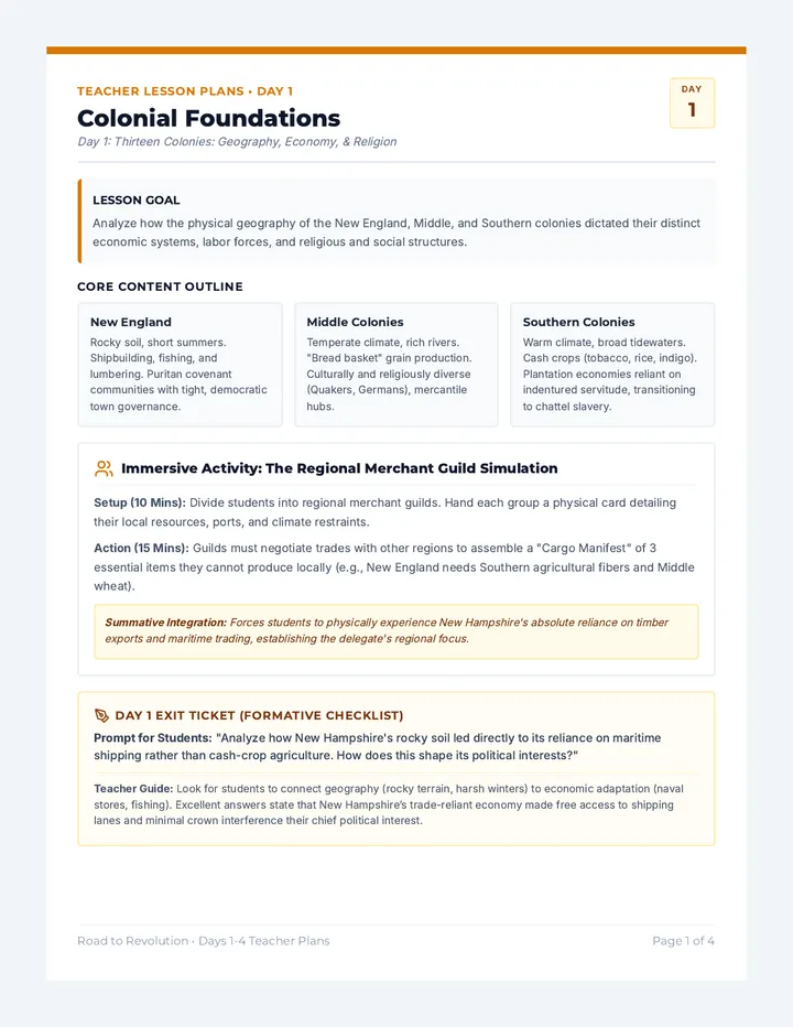 Colonial Foundations Lesson Plans