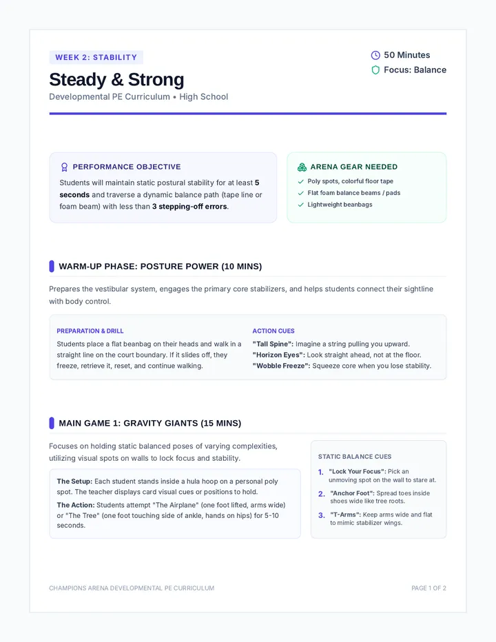 Steady and Strong Lesson Plan