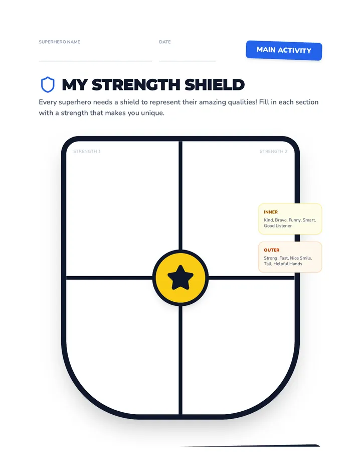 Strength Shield Activity Sheet