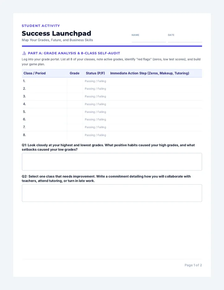 Success Launchpad Worksheet