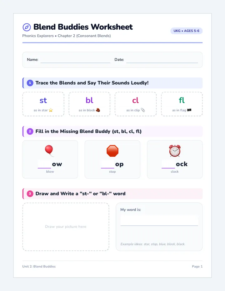 Blend Buddies Worksheet