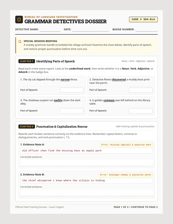 Grammar Detectives Activity