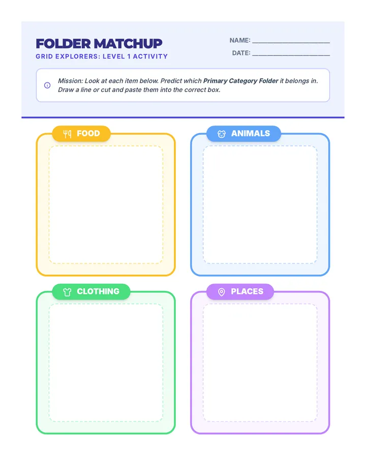 Folder Matchup Activity