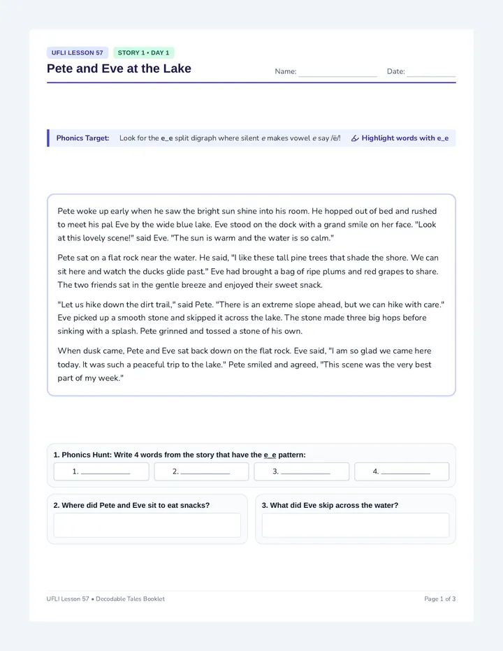 Decodable Tales Student Booklet