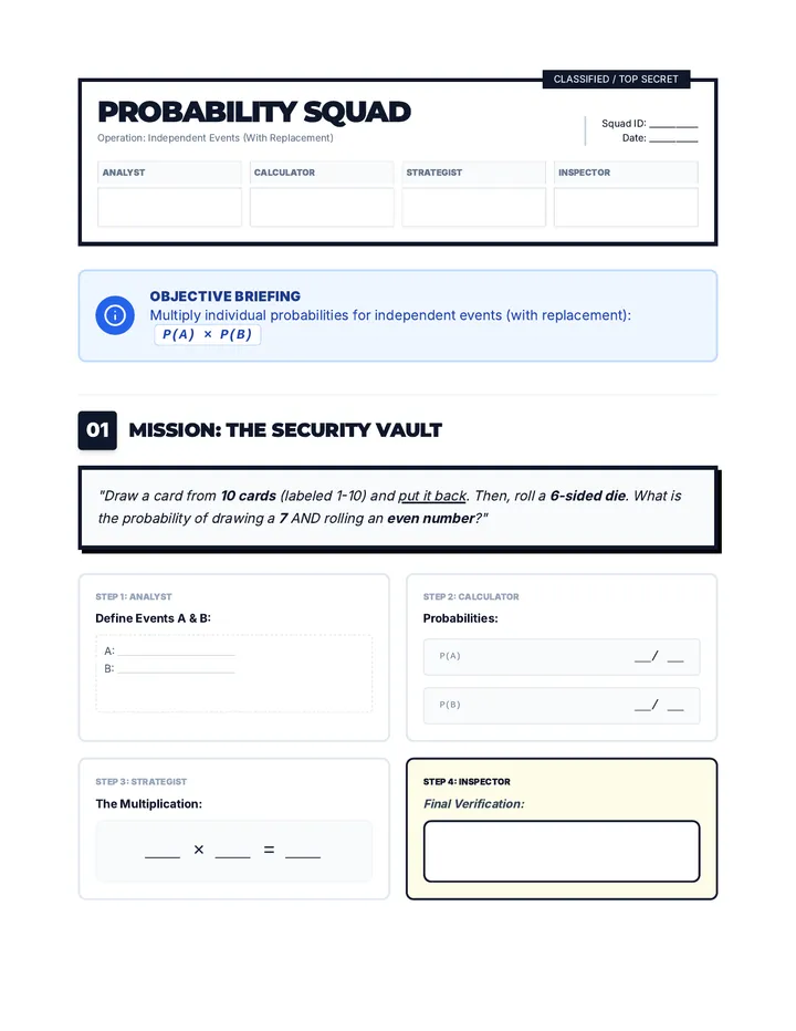 Probability Squad Worksheet