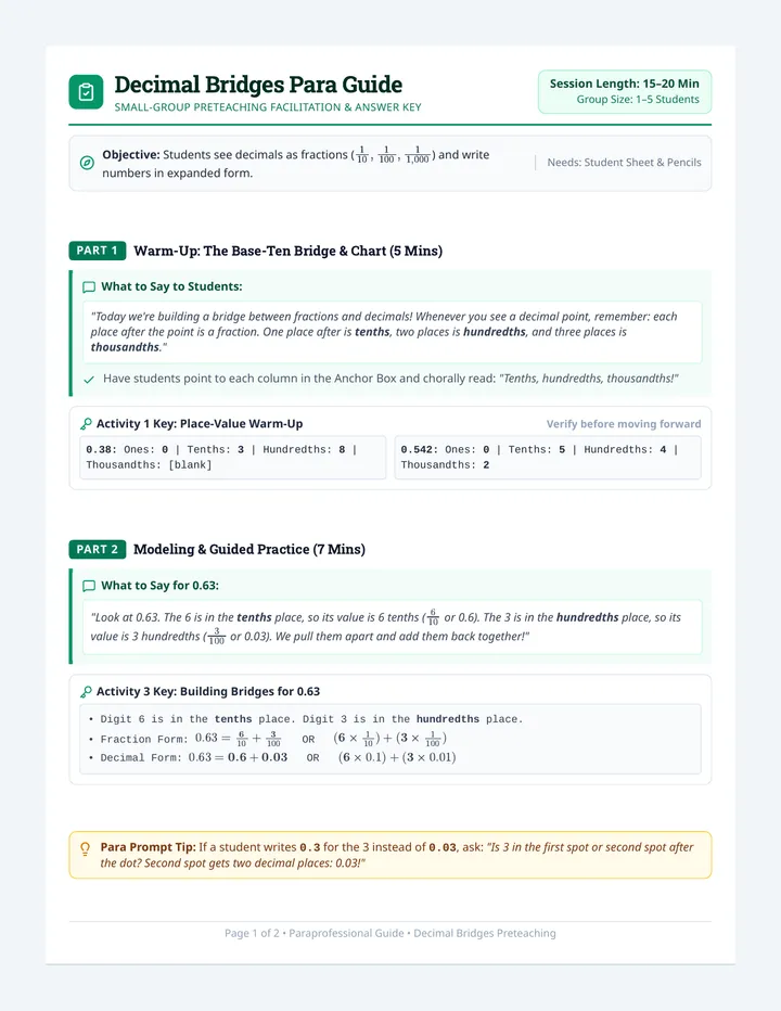 Decimal Bridges Para Guide