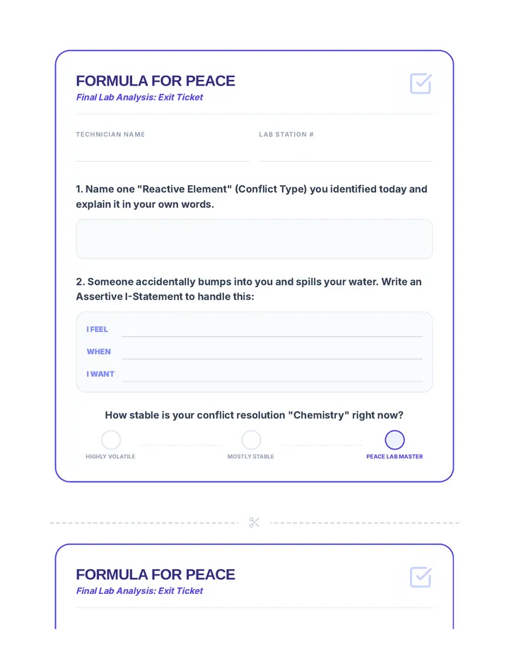 Formula for Peace Exit Ticket