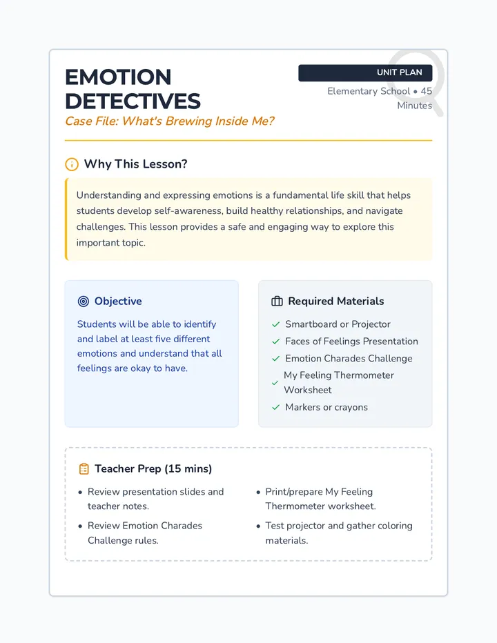 Emotion Detectives Unit Plan