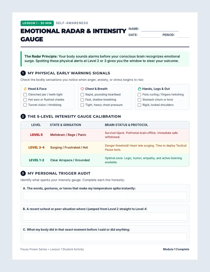 Emotional Radar Worksheet