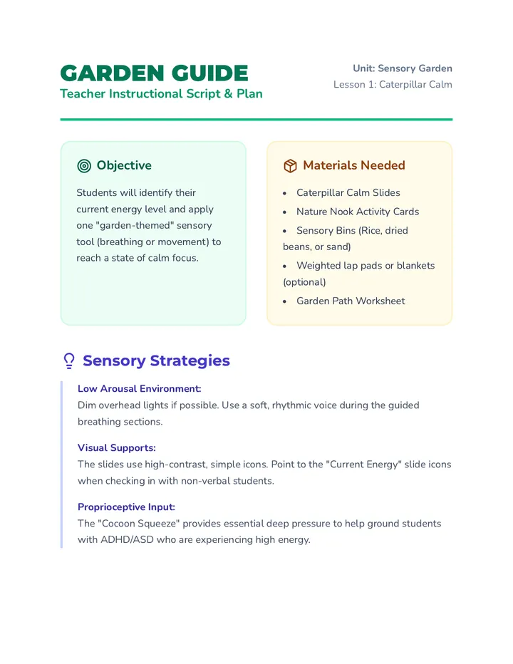 Garden Growth Teacher Guide