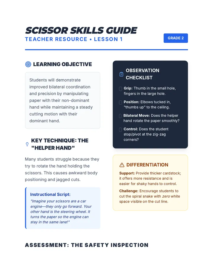 Scissor Skills Teacher Guide
