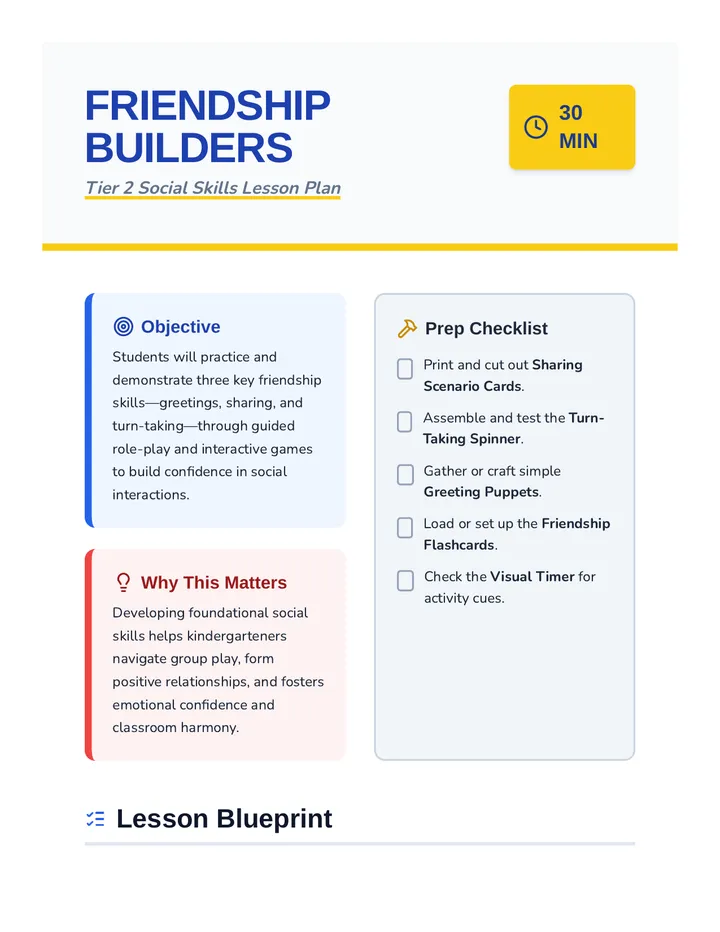 Friendship Builders Lesson Plan
