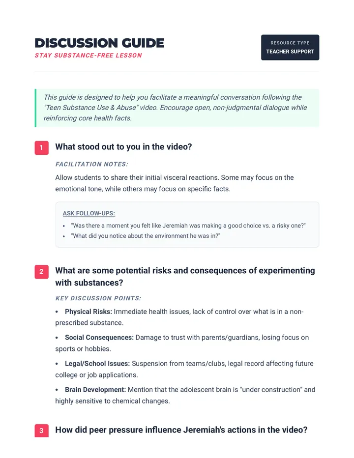 Stay Substance Free Discussion Guide