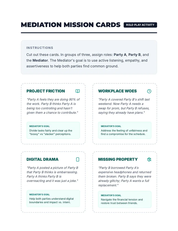 Mediation Mission Cards