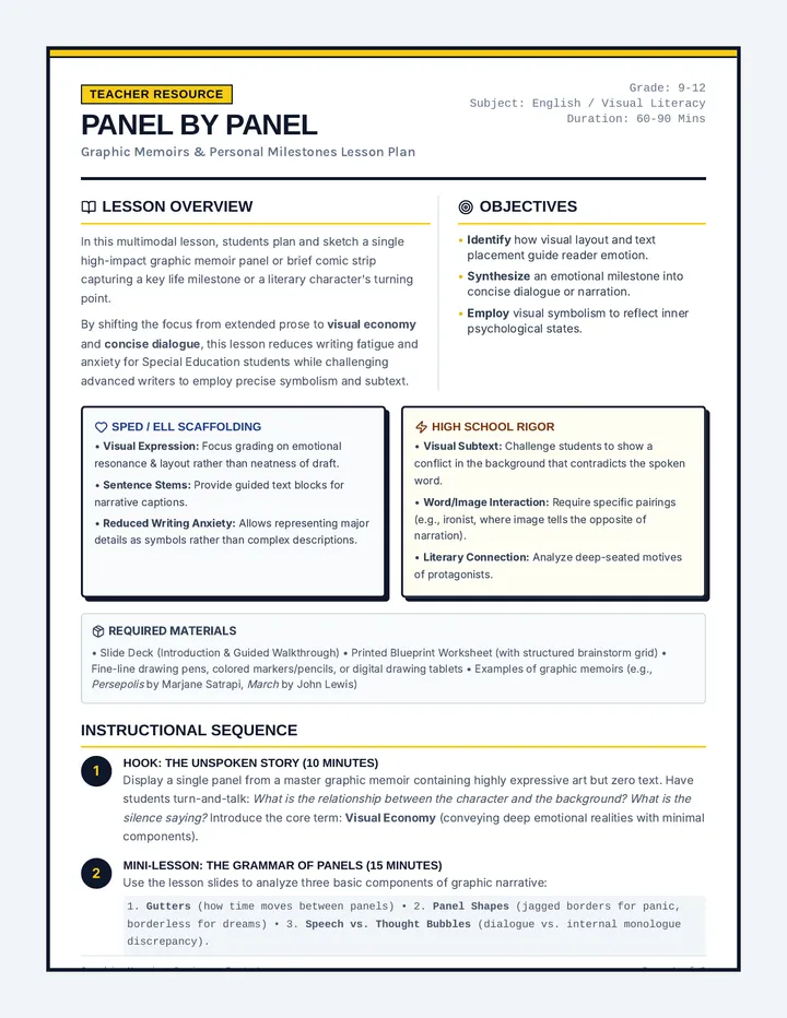 Panel by Panel Teacher Guide