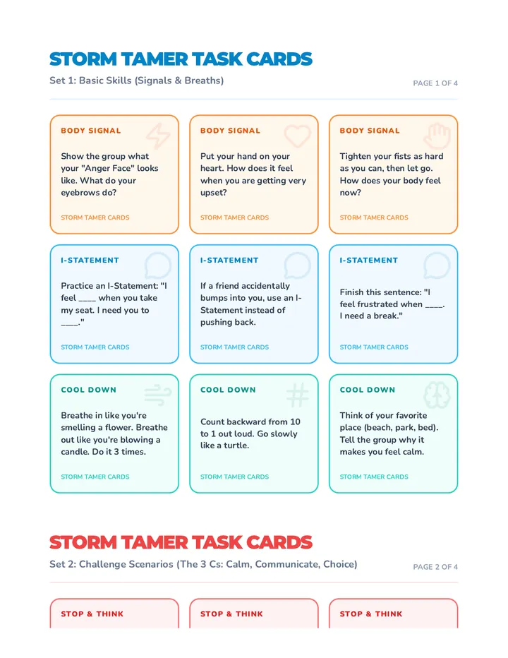 Storm Tamer Task Cards