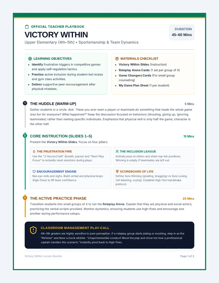 Victory Playbook Lesson Guide
