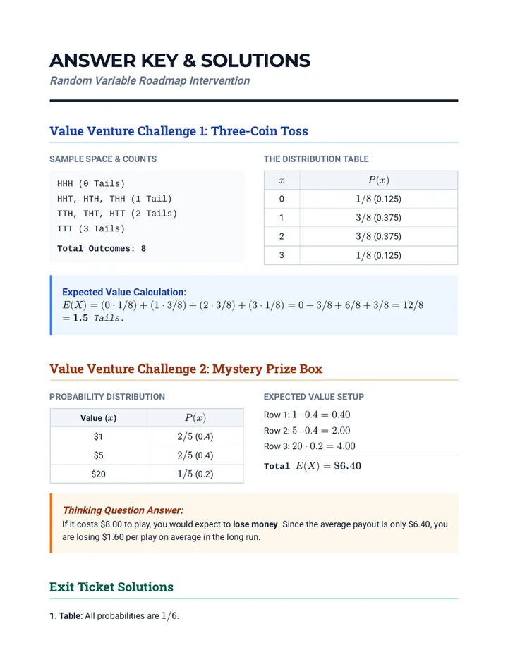 Probability Intervention Answer Key