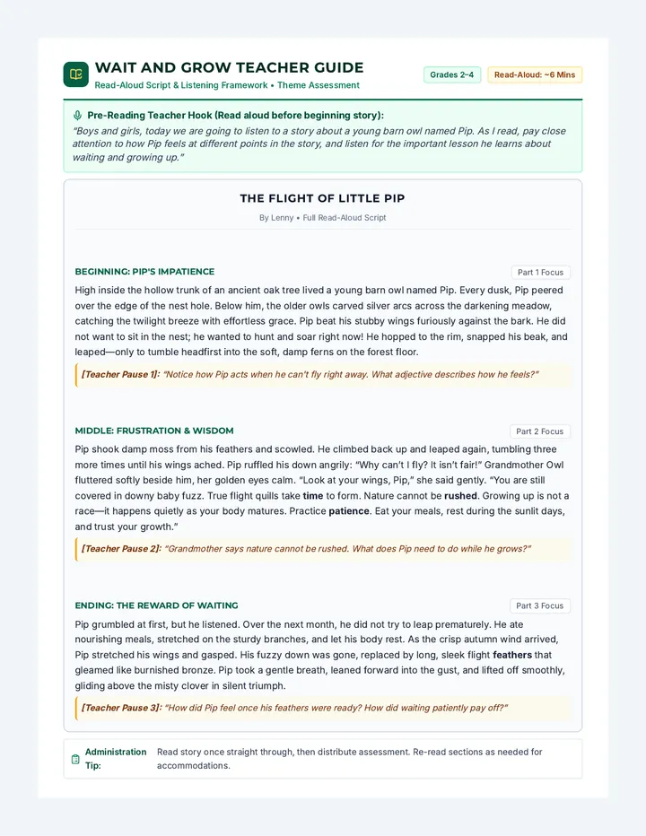 Wait and Grow Teacher Guide