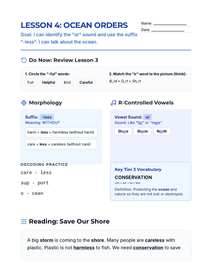 Ocean Orders Handout 4