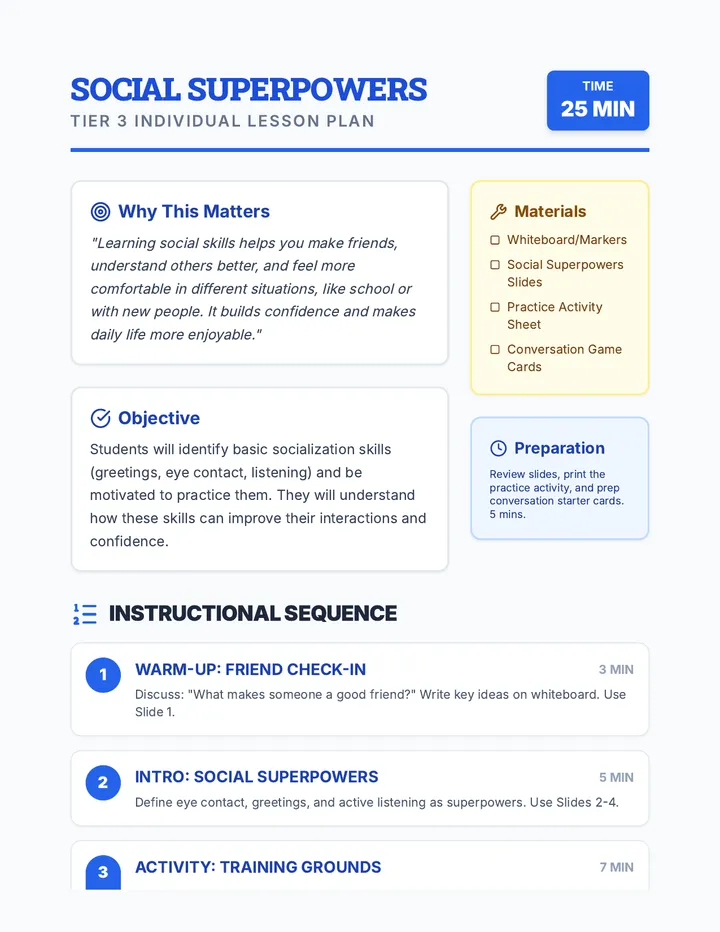 Social Superpowers Lesson Plan