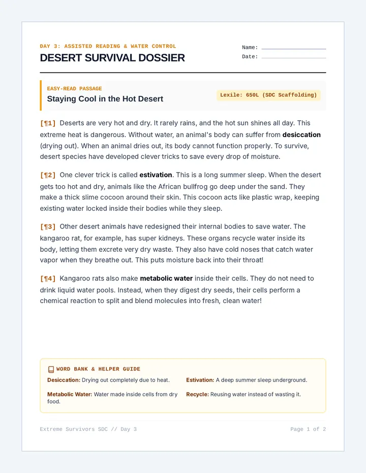 Desert Dossier Worksheet