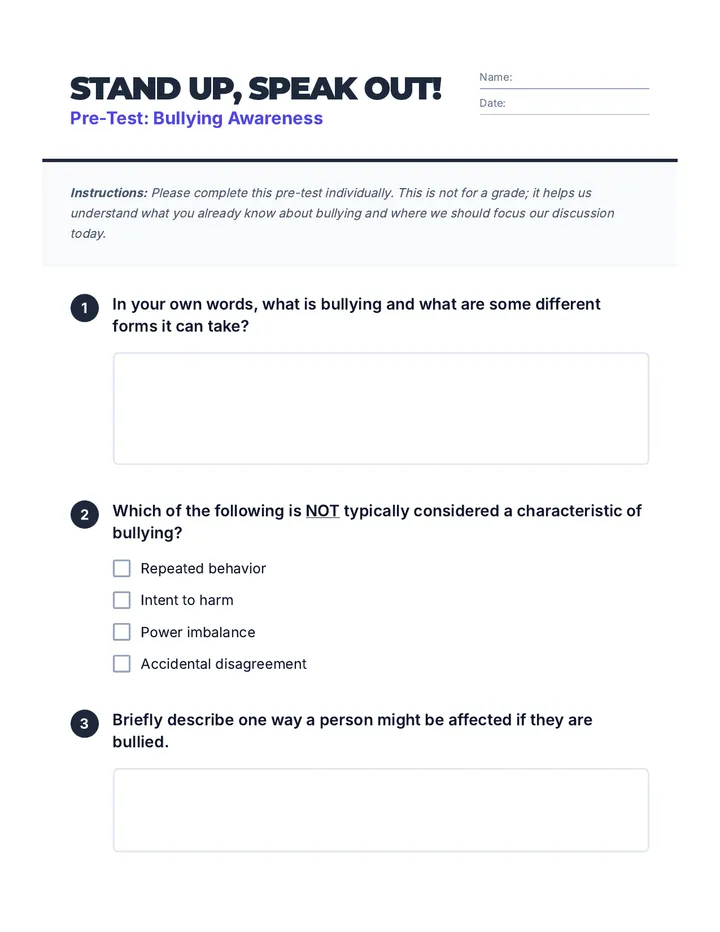 Bullying Awareness Pre-Test